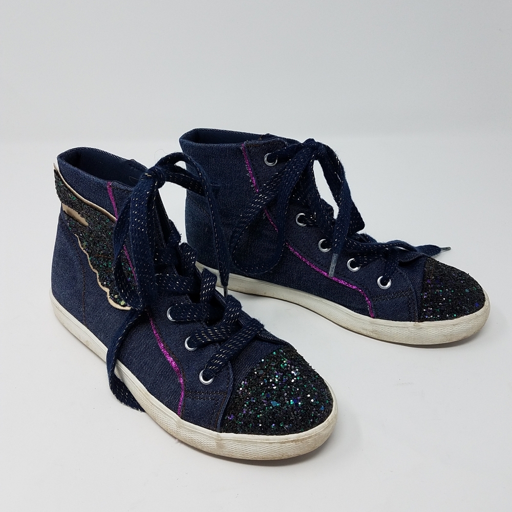 Brash‎ Denim Glitter High Top Shoes Size 2